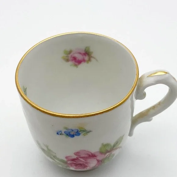 Schumann Arzberg Germany Demitasse Small Child Cup Saucer Set Rose Forget Me Not - Picture 4 of 13